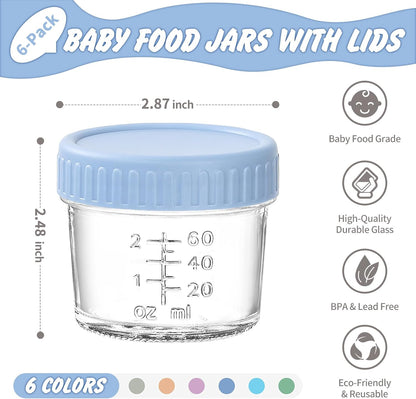 DRKIO Glass Baby Food Storage Jars with Lids, 4 oz, Set of 6 - view 2