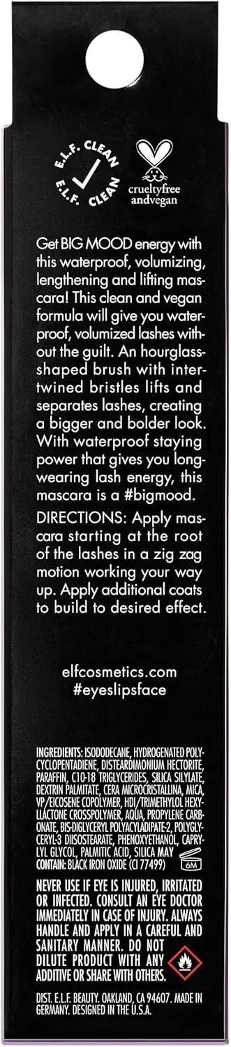 e.l.f. Big Mood Mega Volume & Lifting Waterproof Mascara Black 10ml - view 2