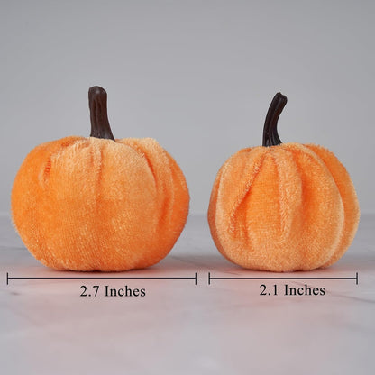 Diahom Artificial Velvet Pumpkins, 12 Piece Autumn Decor Set - view 4