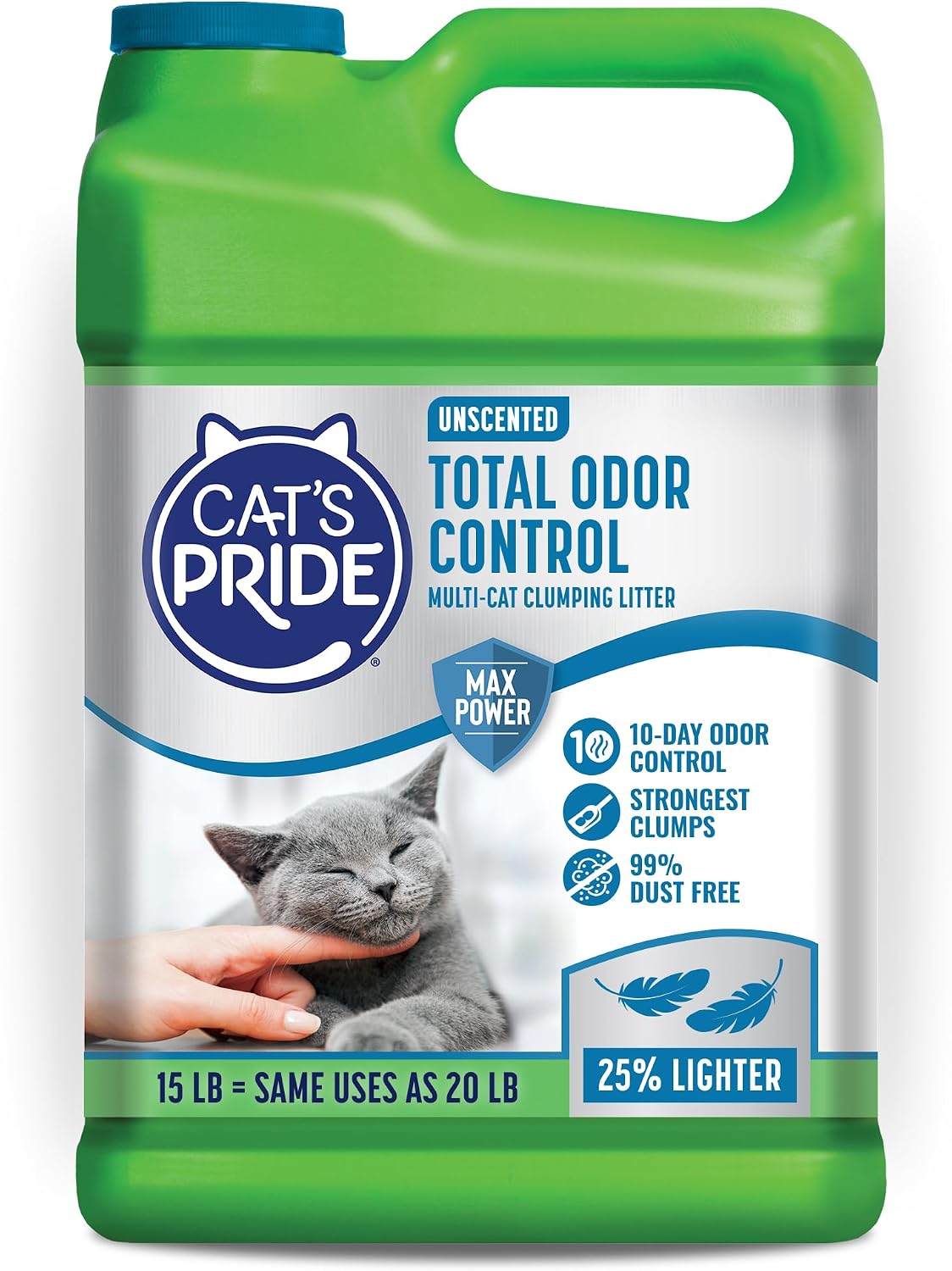 Cat's Pride Max Power Total Odor Control Clumping Litter, Unscented, 6.8 kg (15 lb) — product view