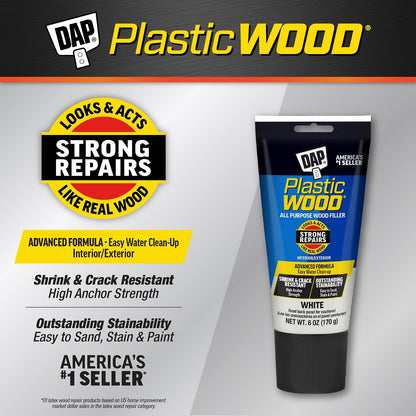 DAP Plastic Wood All Purpose Latex Wood Filler, White, 6 oz - view 2