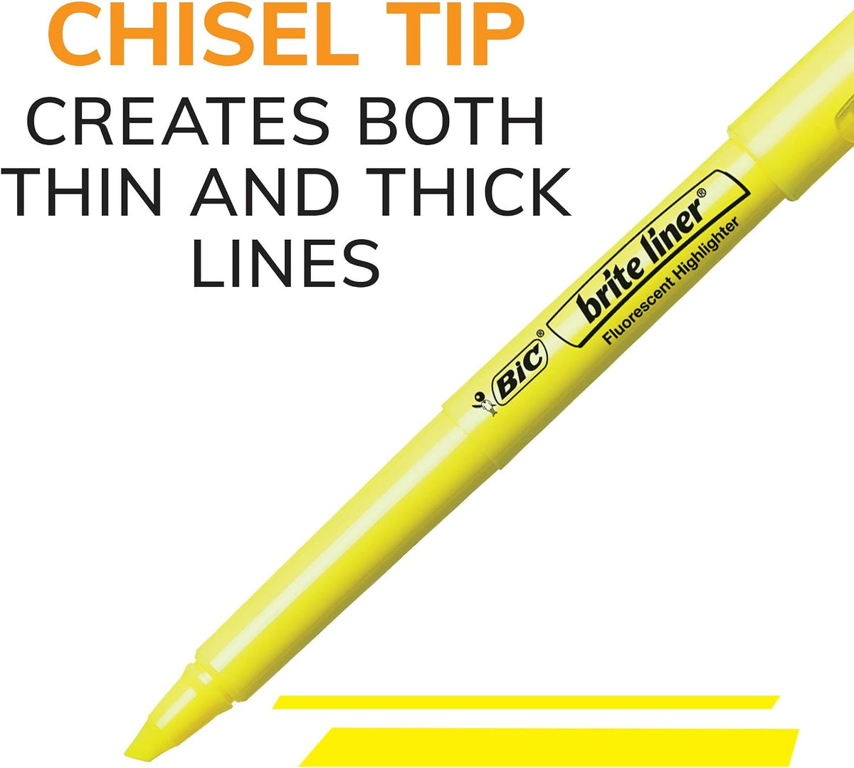 BIC Brite Liner Chisel Tip Highlighters, Yellow, 12 Pack - view 4