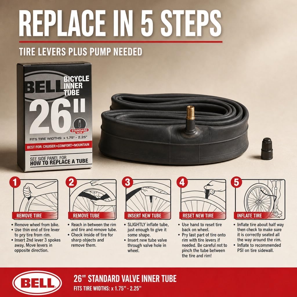 Bell Bike Inner Tube, 26 x 1.75-2.25 Inch, Schrader Valve - view 4