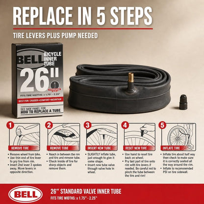 Bell Bike Inner Tube, 26 x 1.75-2.25 Inch, Schrader Valve - view 4