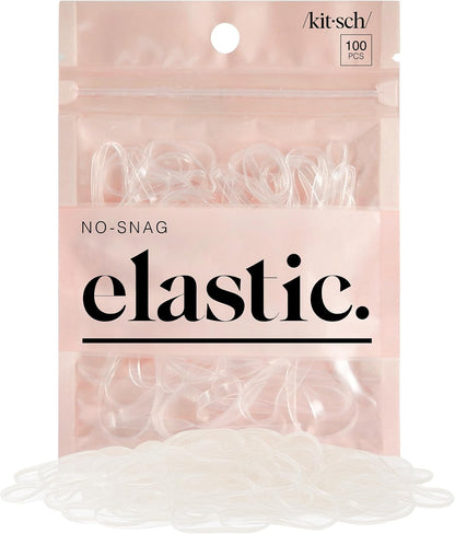 Kitsch Pro No Snag Mini Gummy Hair Elastics, Clear, 100 Count