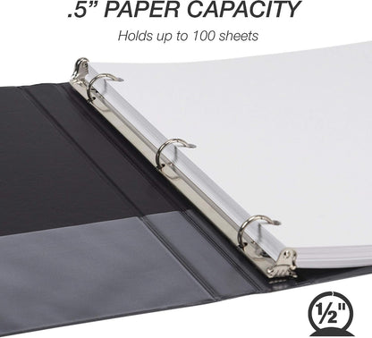 Samsill Durable 0.5 Inch Round Ring View Binders, Black, Pack of 8 - view 4