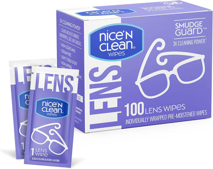 Nice 'n Clean SmudgeGuard Lens Cleaning Wipes, 100 Individually Wrapped