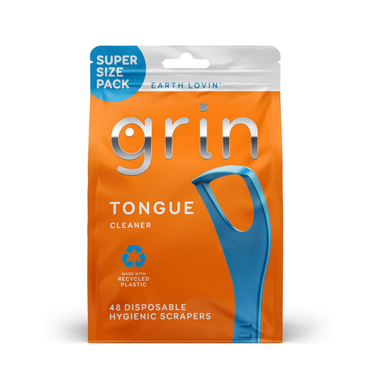 Grin Disposable Tongue Cleaner with Fold-Back Pick, 48 Count
