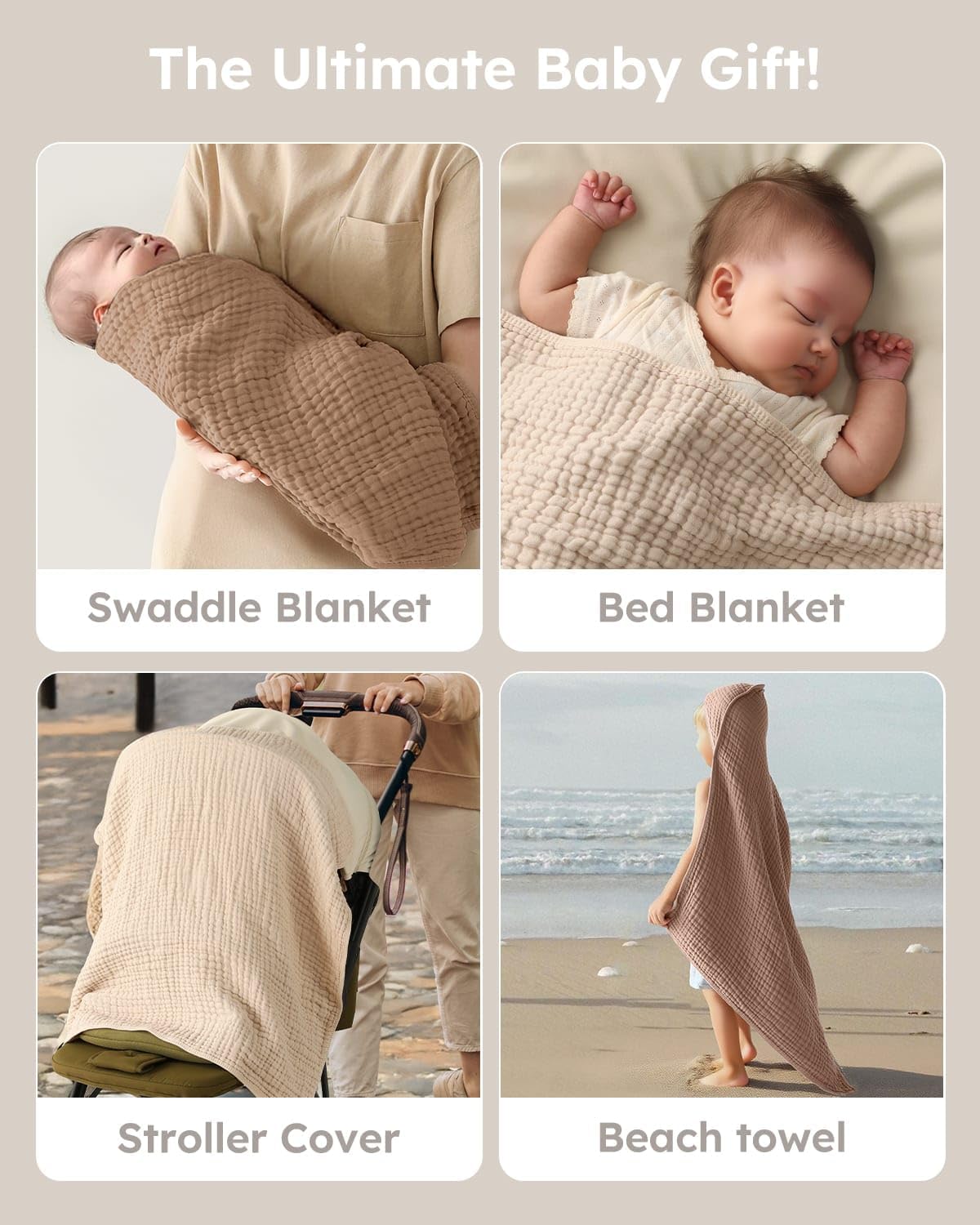 Yoofoss Hooded Baby Bath Towels, 2 Pack, Muslin Cotton - view 5