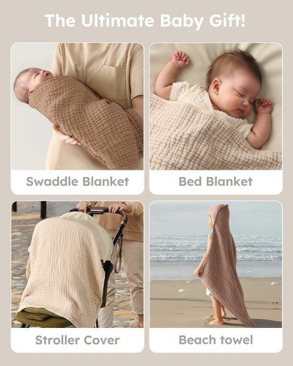 Yoofoss Hooded Baby Bath Towels, 2 Pack, Muslin Cotton - view 5