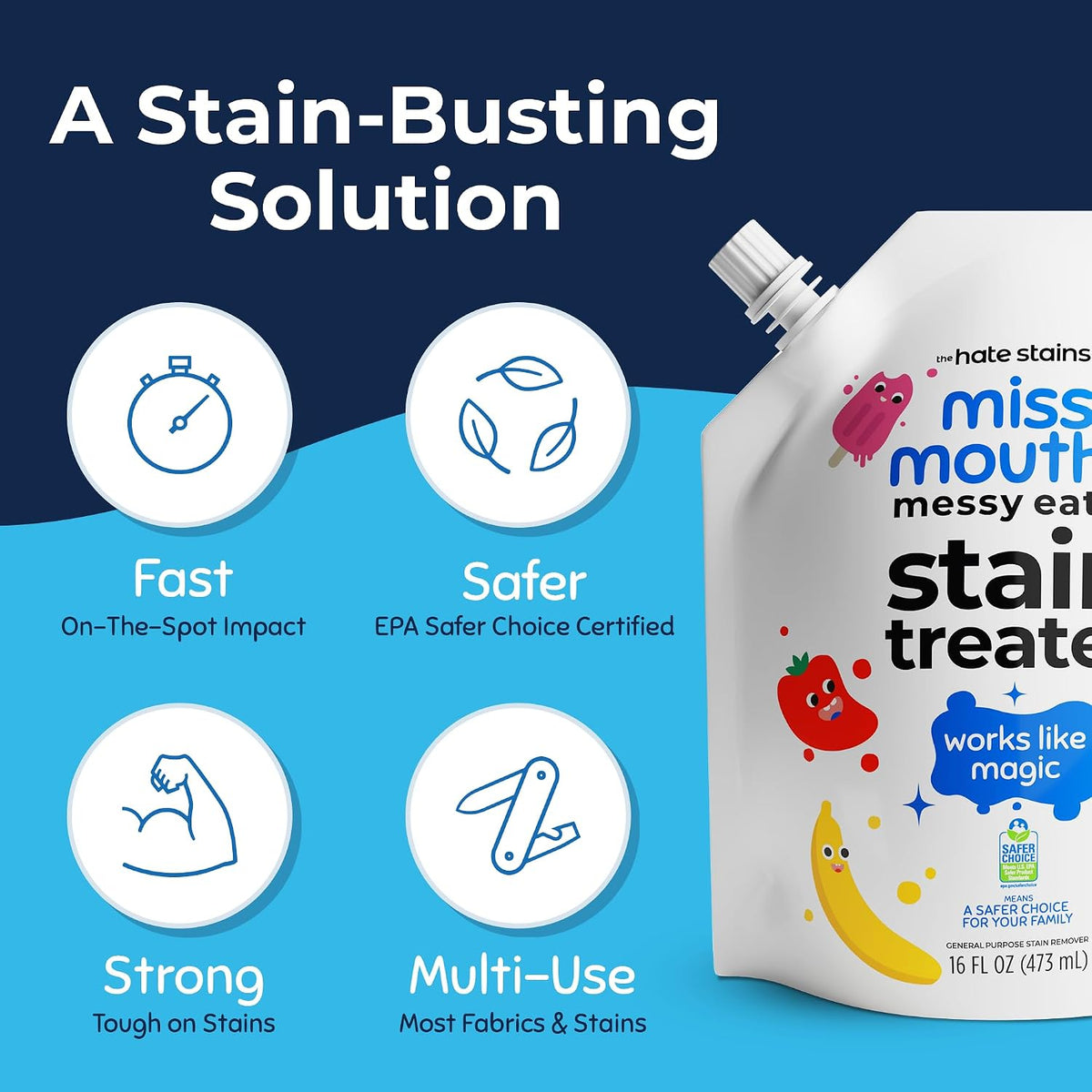 Miss Mouth's Messy Eater Laundry Stain Remover Refill, 16 oz Pouch - view 4