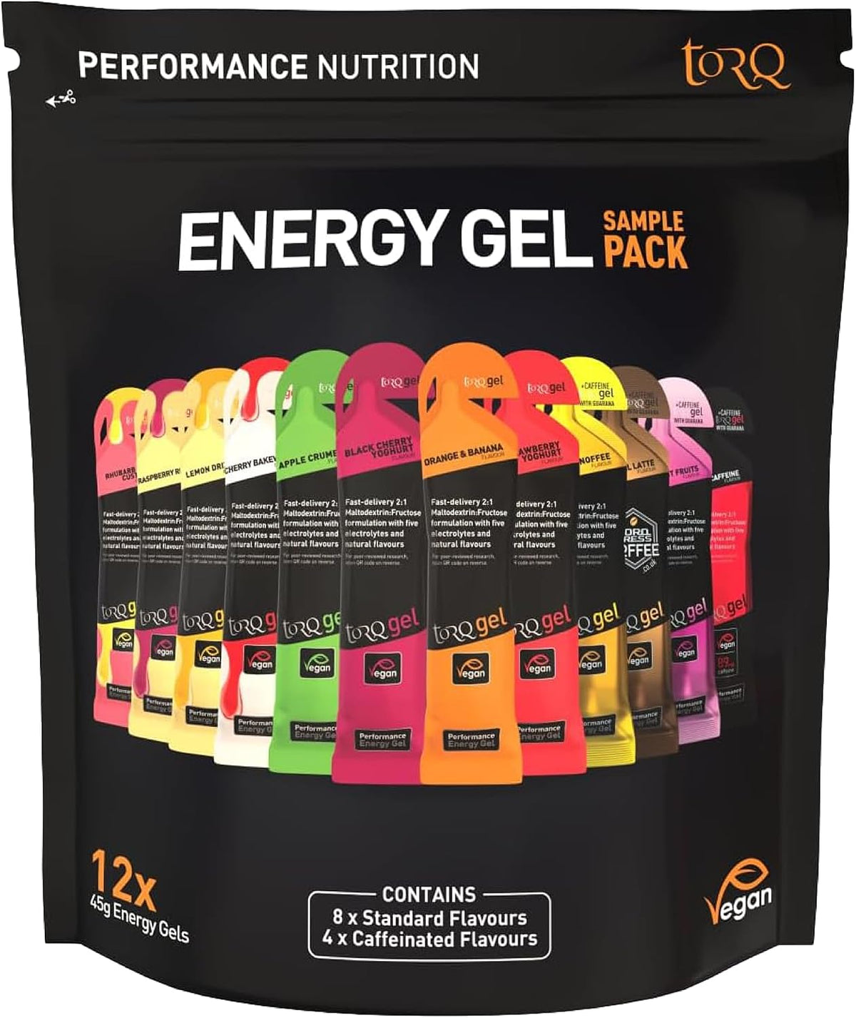 TORQ Energy Gel Variety Sampler Pack, 12 Gels
