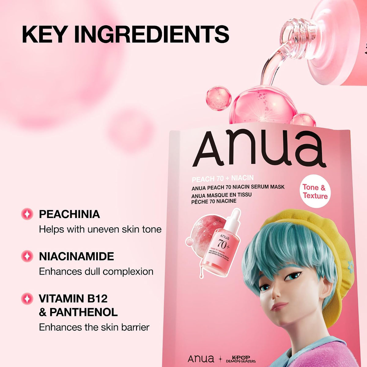 Anua Peach 70 Niacin Serum Face Mask, 10 Sheets - view 3