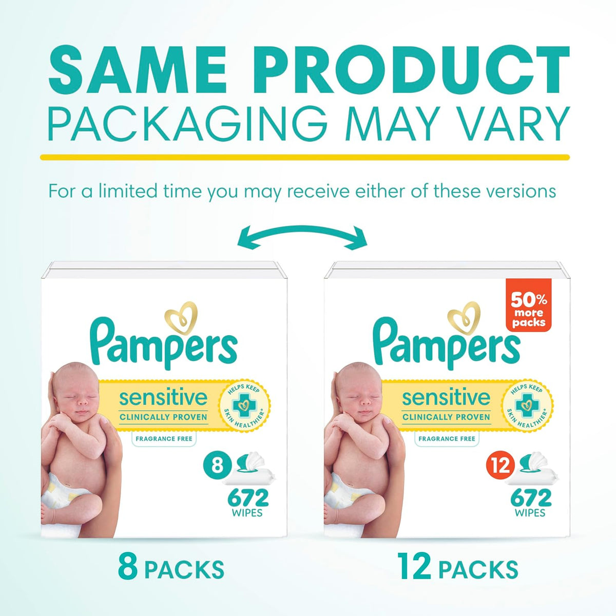Pampers Sensitive Baby Wipes, Unscented, 672 Wipes Total - view 2
