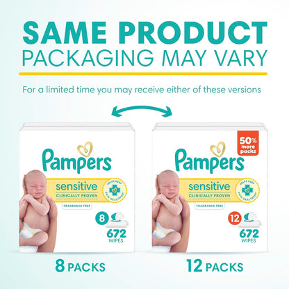Pampers Sensitive Baby Wipes, Unscented, 672 Wipes Total - view 2