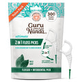 GuruNanda 2-in-1 Dental Floss Picks with Interdental Pick, Wild Mint, 300 Count