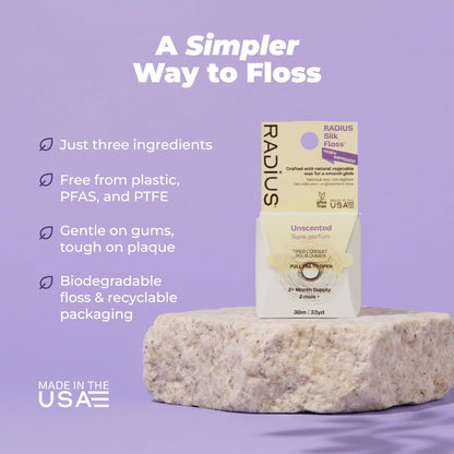 RADIUS Natural Silk Dental Floss, Unscented, 33 Yards (30 m), Pack of 3 - view 2