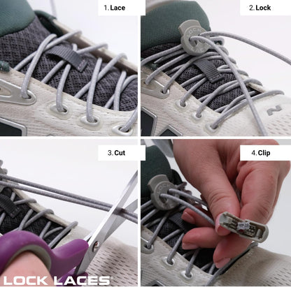 Lock Laces Elastic No-Tie Shoelace System, Black - view 3