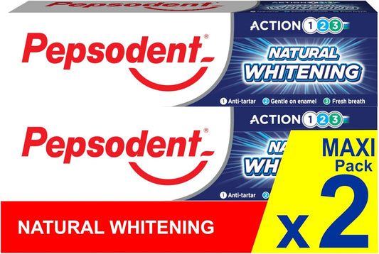 Pepsodent Natural Whitening Fluoride and Calcium Toothpaste 2 x 75 ml