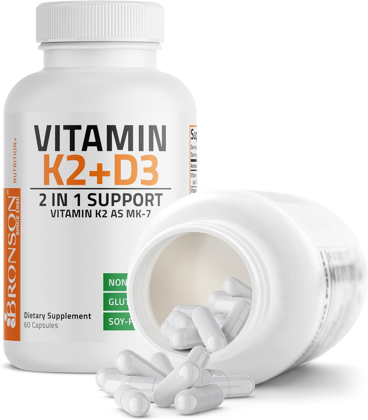Bronson Vitamin K2 (MK7) and D3 Complex Supplement, 60 Capsules - view 6