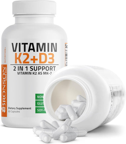 Bronson Vitamin K2 (MK7) and D3 Complex Supplement, 60 Capsules - view 6