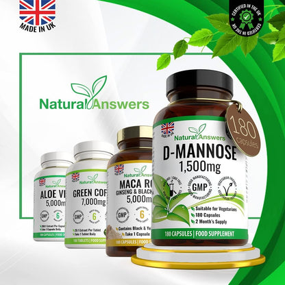 Natural Answers D-Mannose 1500 mg Vegetarian Capsules 180 Count - view 6