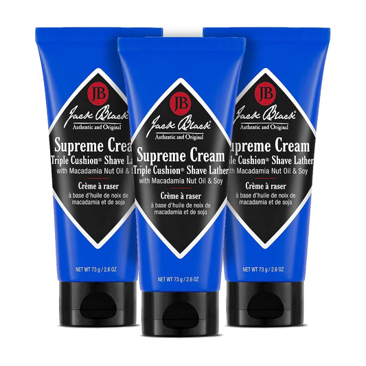 Jack Black Supreme Cream Triple Cushion Shave Lather 2.6 oz, Pack of 3