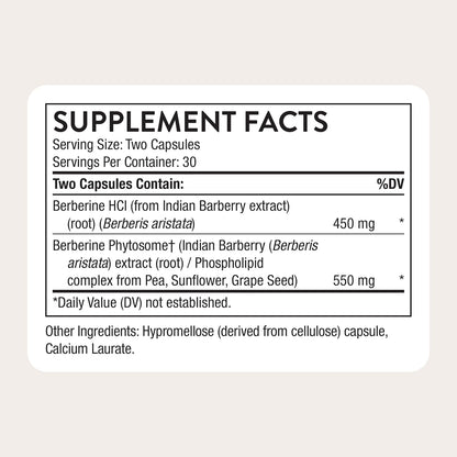 Thorne Berberine, Dual Action Phytosome and HCl Formula, 60 Capsules - view 5