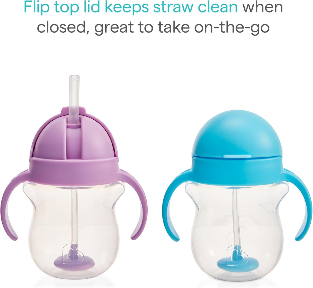 Munchkin Any Angle Sippy Cups for Toddlers, Straw, 2 Pack, Blue/Green - view 4