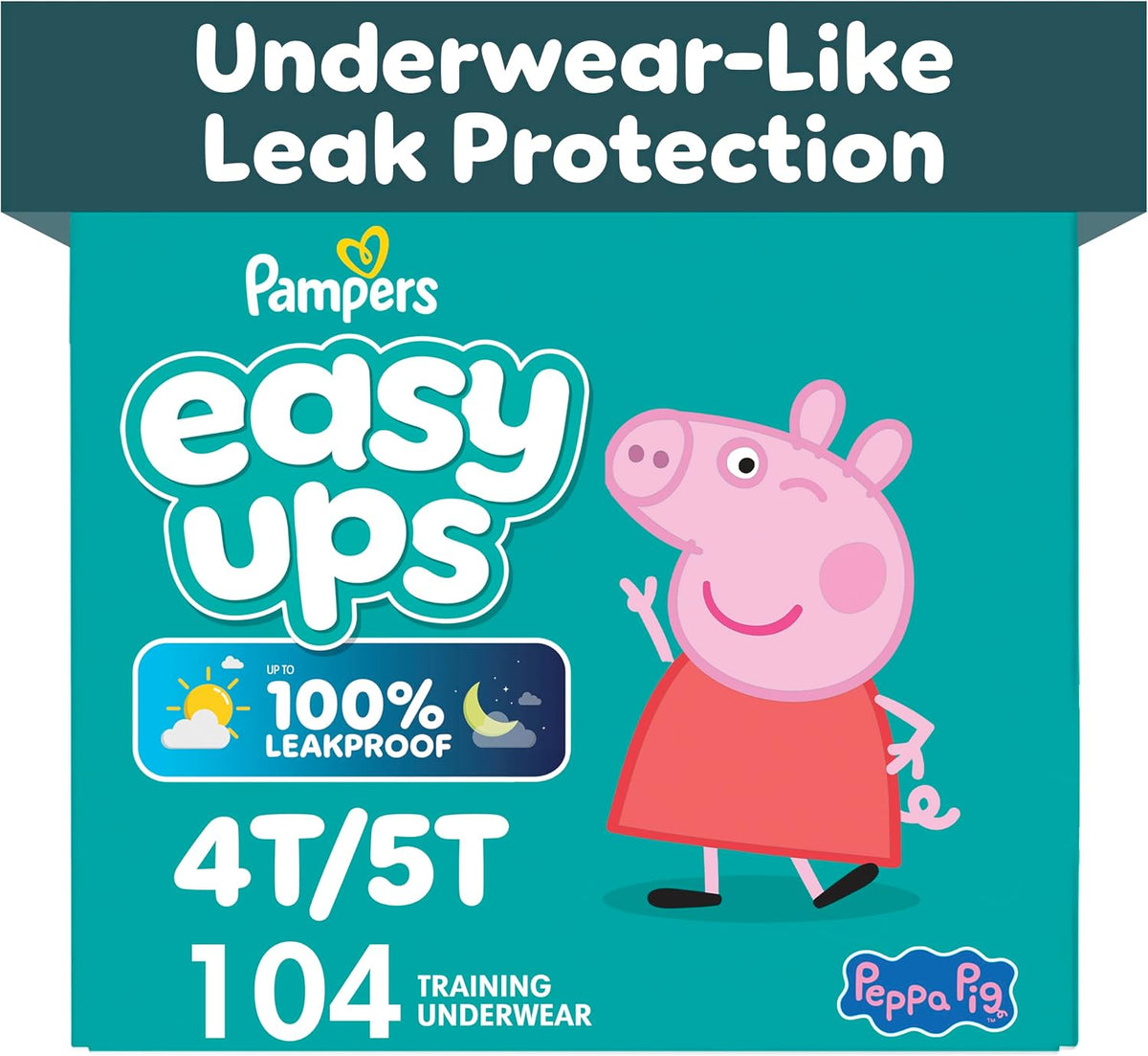 Pampers Easy Ups Training Pants, Size 6 (4T-5T), 104 Count, Peppa Pig
