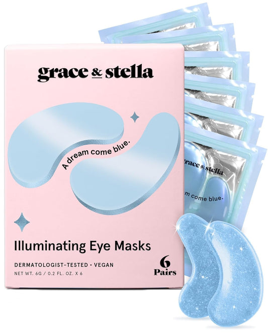 Grace & Stella Blue Under Eye Gel Patches, 6 Pairs