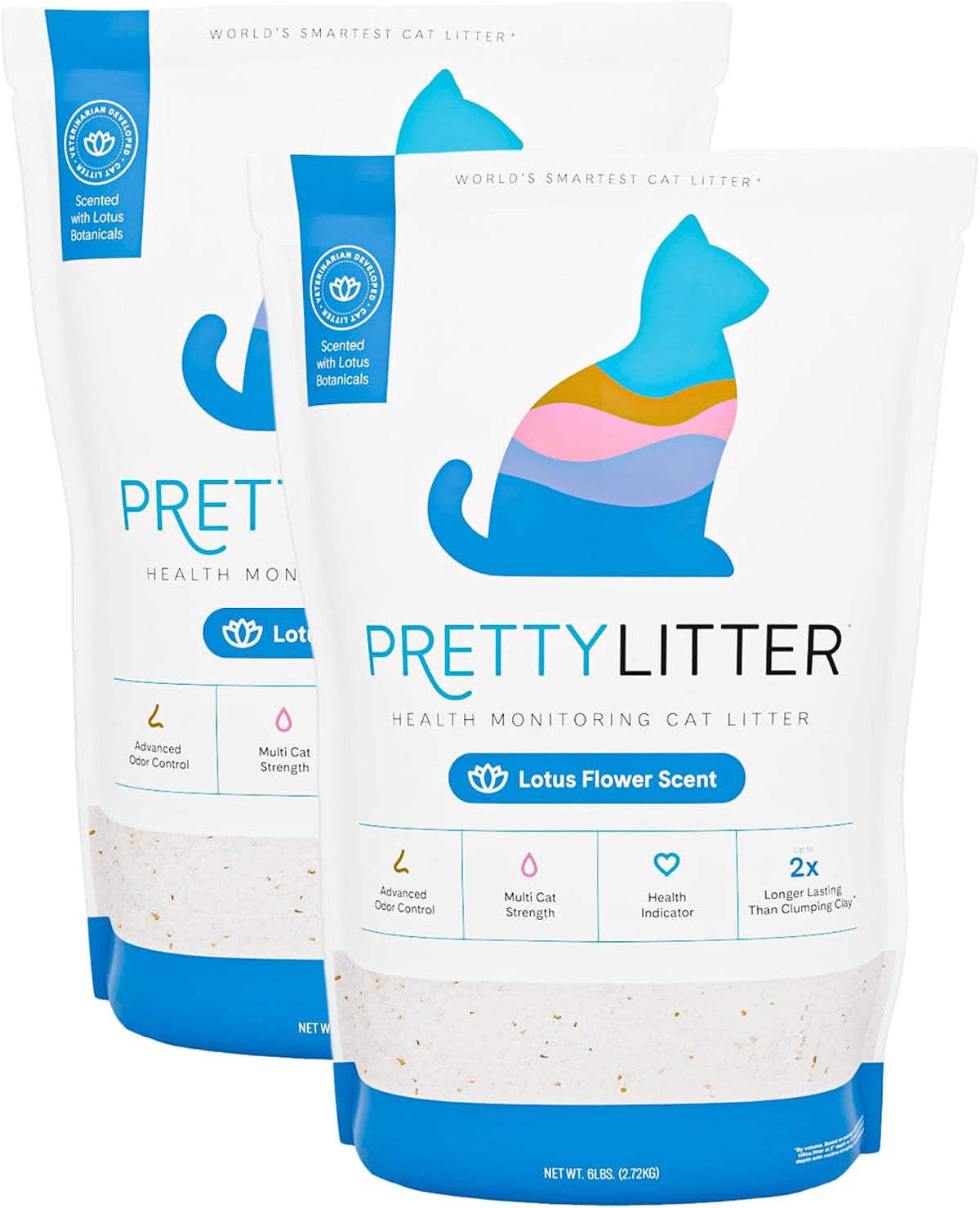PrettyLitter Health Monitoring Cat Litter, Lotus Flower, 2 x 6 lb Bags — product view