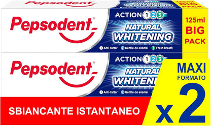 Pepsodent Natural Whitening Anti-Tartar Toothpaste 2 x 125 ml