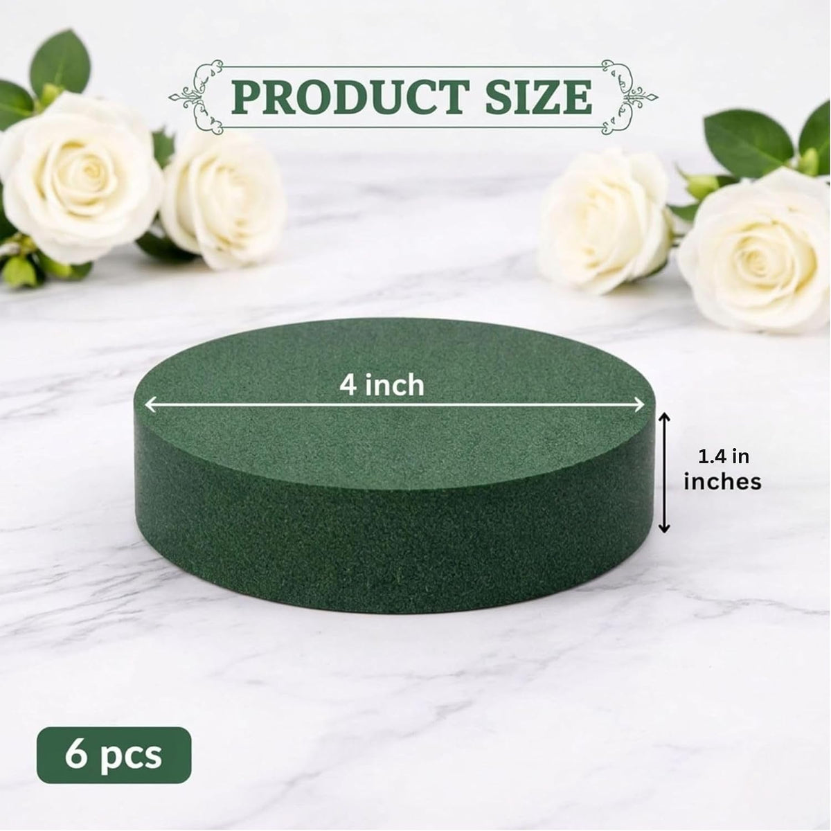FLOFARE Round Floral Foam Blocks, Pack of 6, 4 x 1.4 Inch — alternate product view