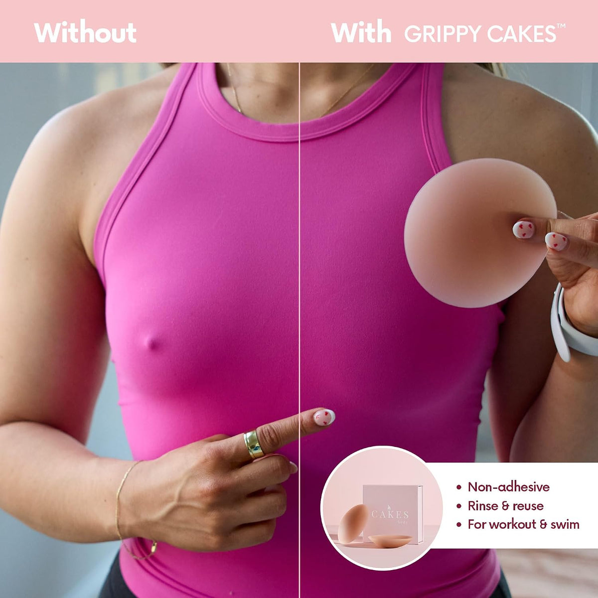 CAKES Body Non-Adhesive Circle Nipple Covers, Reusable Silicone - view 5