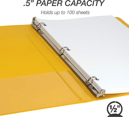 Samsill 0.5 Inch 3 Ring Binder, Round Ring, Clear View Cover, Lemon Yellow - view 3