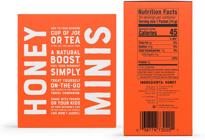 Nate's Honey Minis Raw Unfiltered Honey 20 x 0.49 oz Packets - view 2
