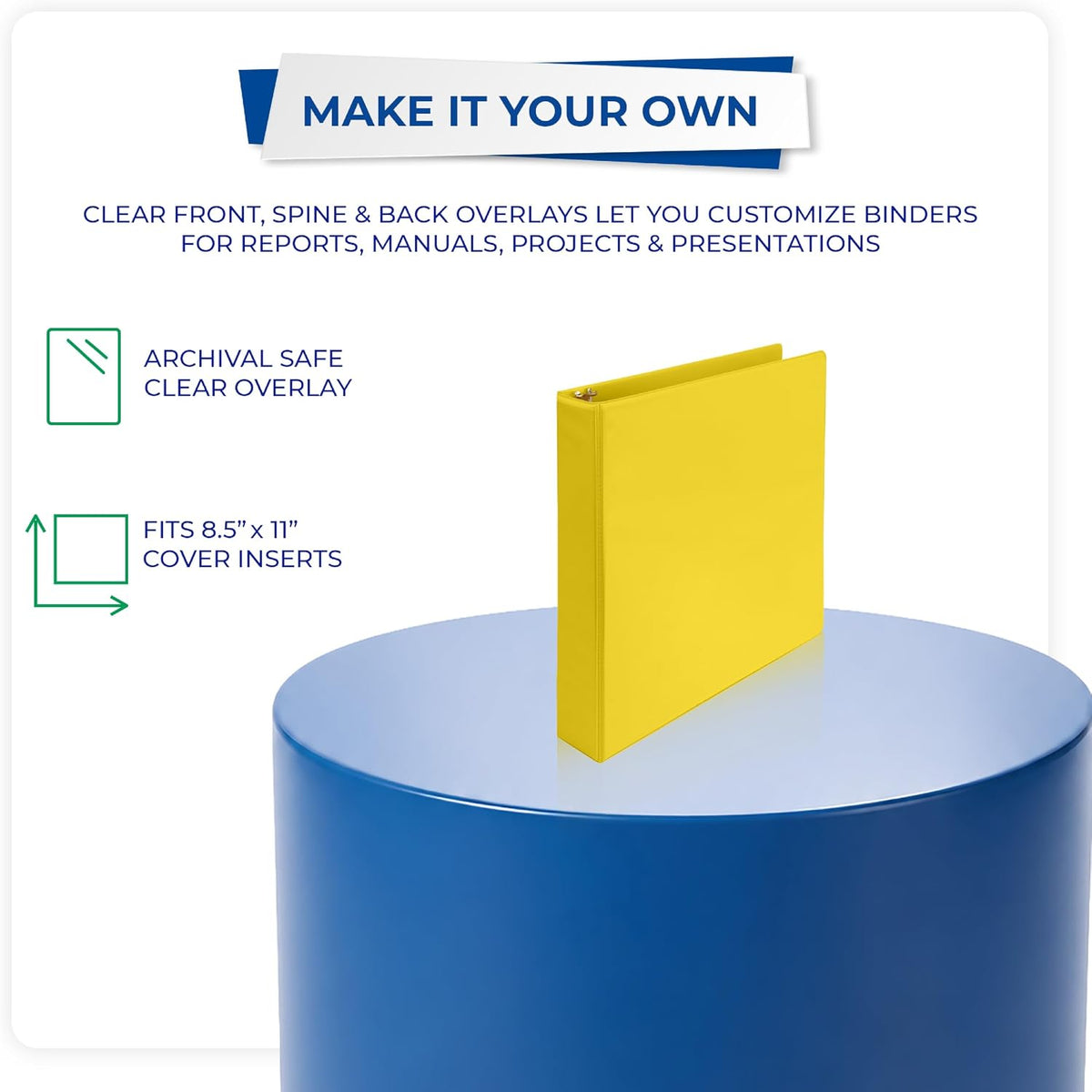 Samsill Durable 1.5 Inch D Ring Binder, Clear View Cover, Yellow - view 3
