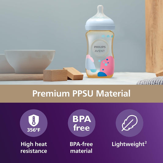 Philips Avent Natural PPSU Baby Bottles, Medium Flow, 9 oz (270 ml), Pack of 2 - view 2