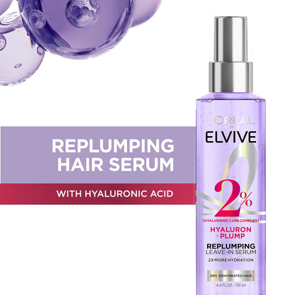 L'Oreal Paris Elvive Hyaluron Plump Replumping Hair Serum, 4.4 fl oz - view 2