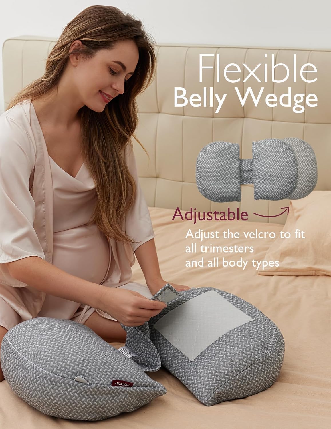 Momcozy Portable W-Shaped Pregnancy Pillow, Adjustable - view 6