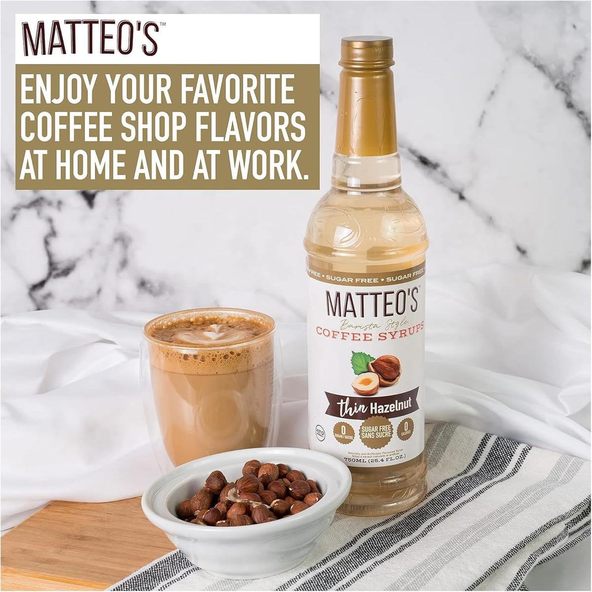 Matteo's Sugar Free Coffee Syrup, Hazelnut, 25.4 oz - view 4