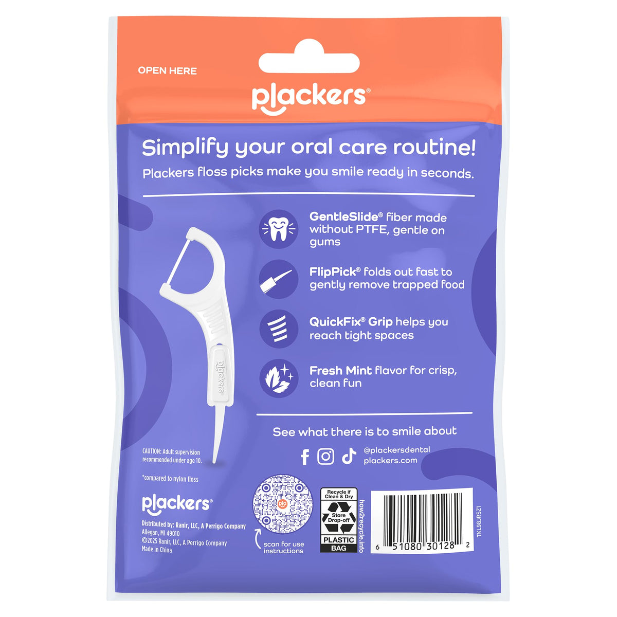 Plackers Gentle Line Floss Picks, Fresh Mint, 75 Count - view 2