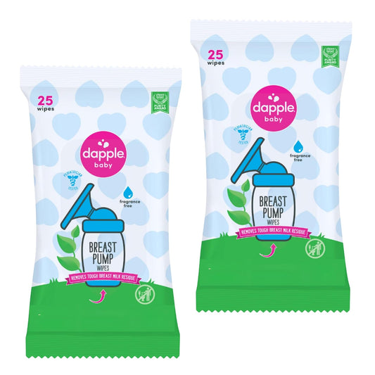 Dapple Baby Breast Pump Wipes, 25 Count, Pack of 2