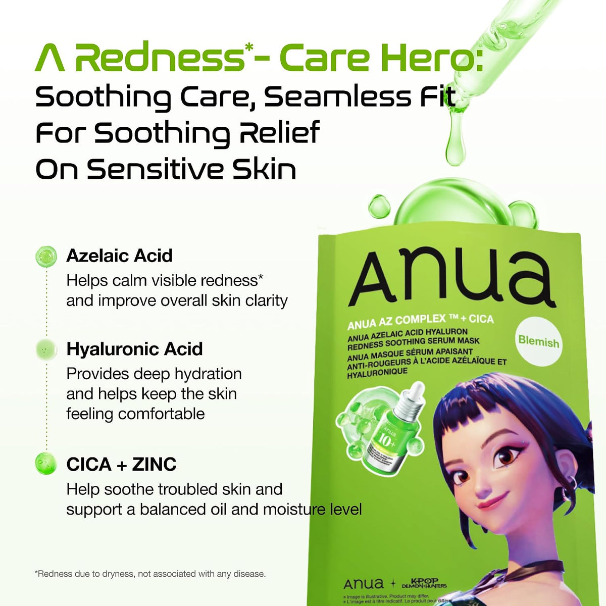 Anua Azelaic Acid Hyaluron Redness Soothing Serum Mask 10 Pack - view 3