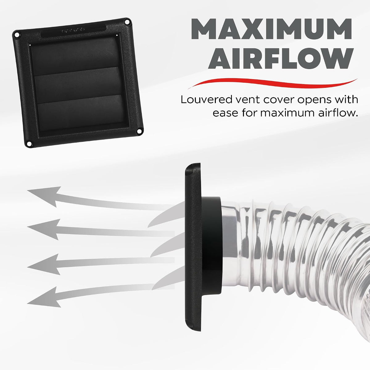 Deflecto 4-Inch Outdoor Dryer Vent Cover with Louvered Damper, Black - view 5