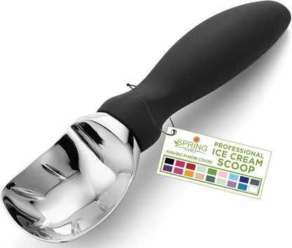 Spring Chef Heavy Duty Metal Ice Cream Scoop, Black