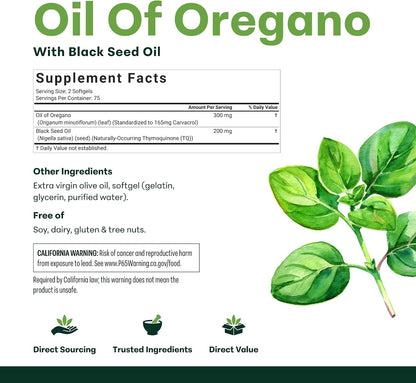 Micro Ingredients Oil of Oregano with Black Seed Oil, 150 Softgels - view 6