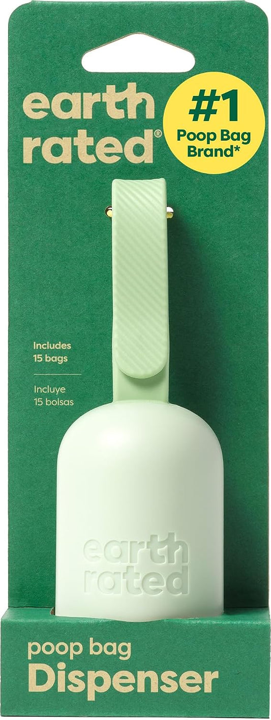 Earth Rated Dog Poop Bag Holder and Leash Dispenser, 15 Unscented Bags