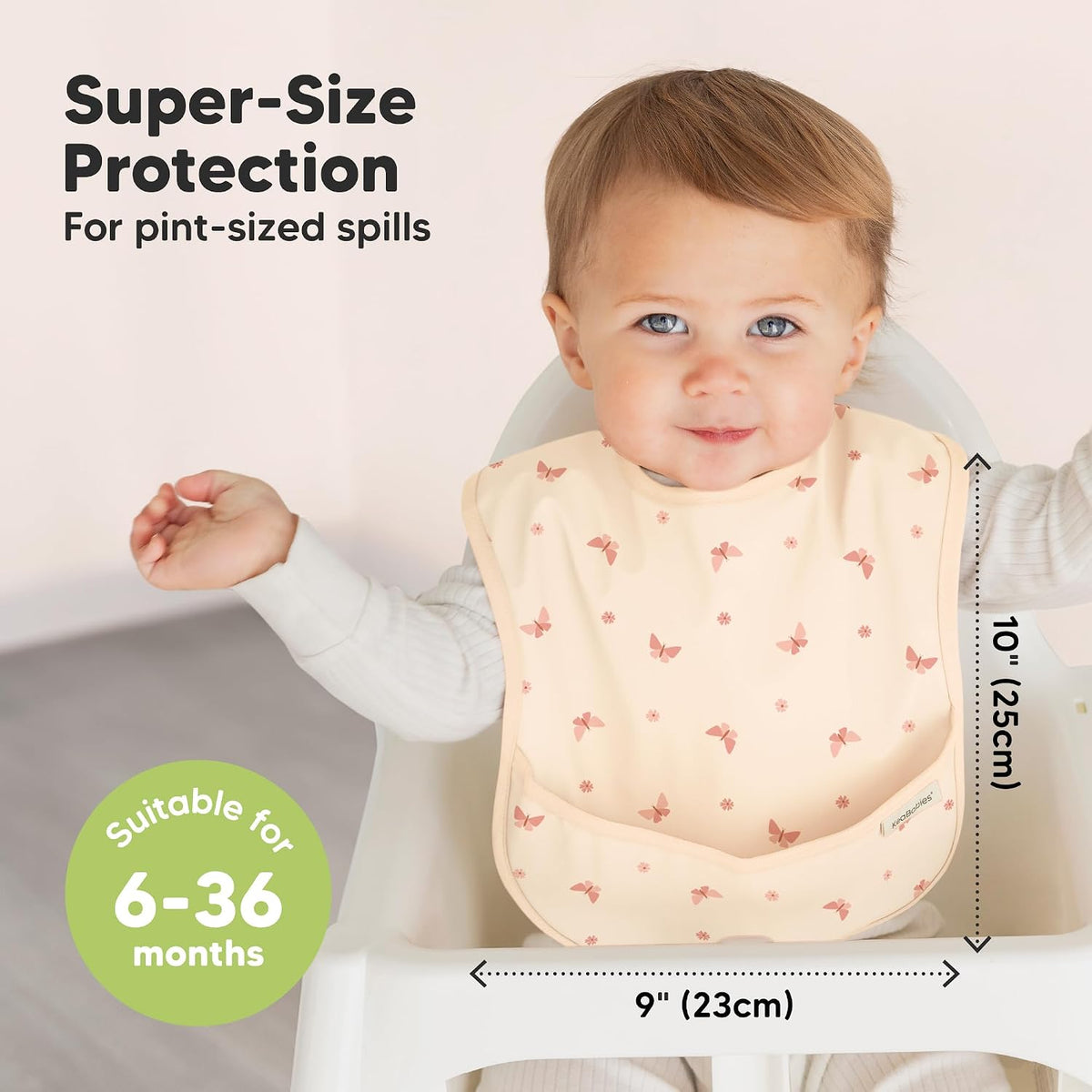 KeaBabies Presto Waterproof Baby Bibs, 3-Pack, Butterflies - view 3